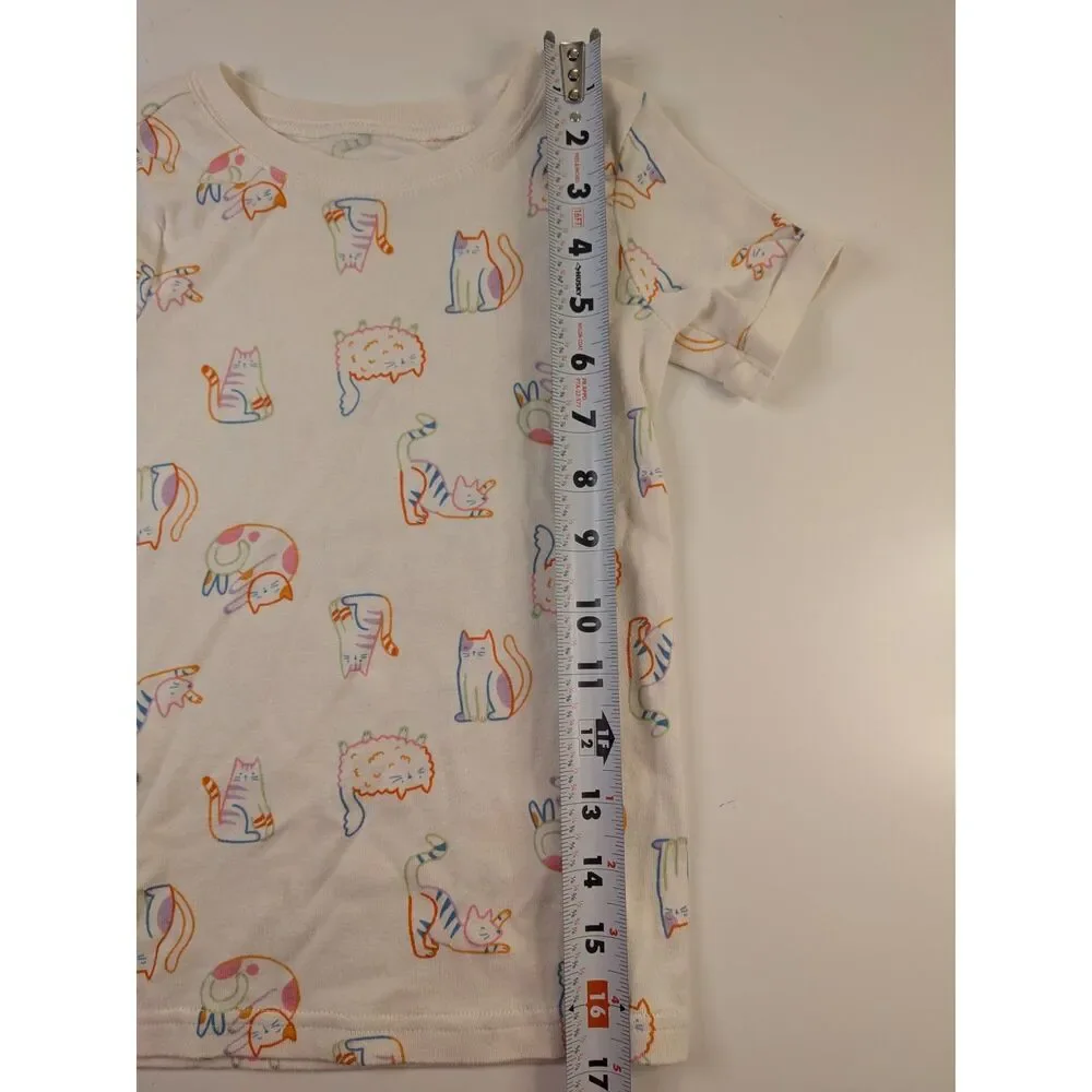 Old Navy girls size 5T cat print short sleeve shirt 100% cotton